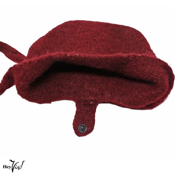 Vintage Felted Wool Purse Handbag Cross Body Bag in Red 10x8" - Hey Viv - Picture 4 of 5